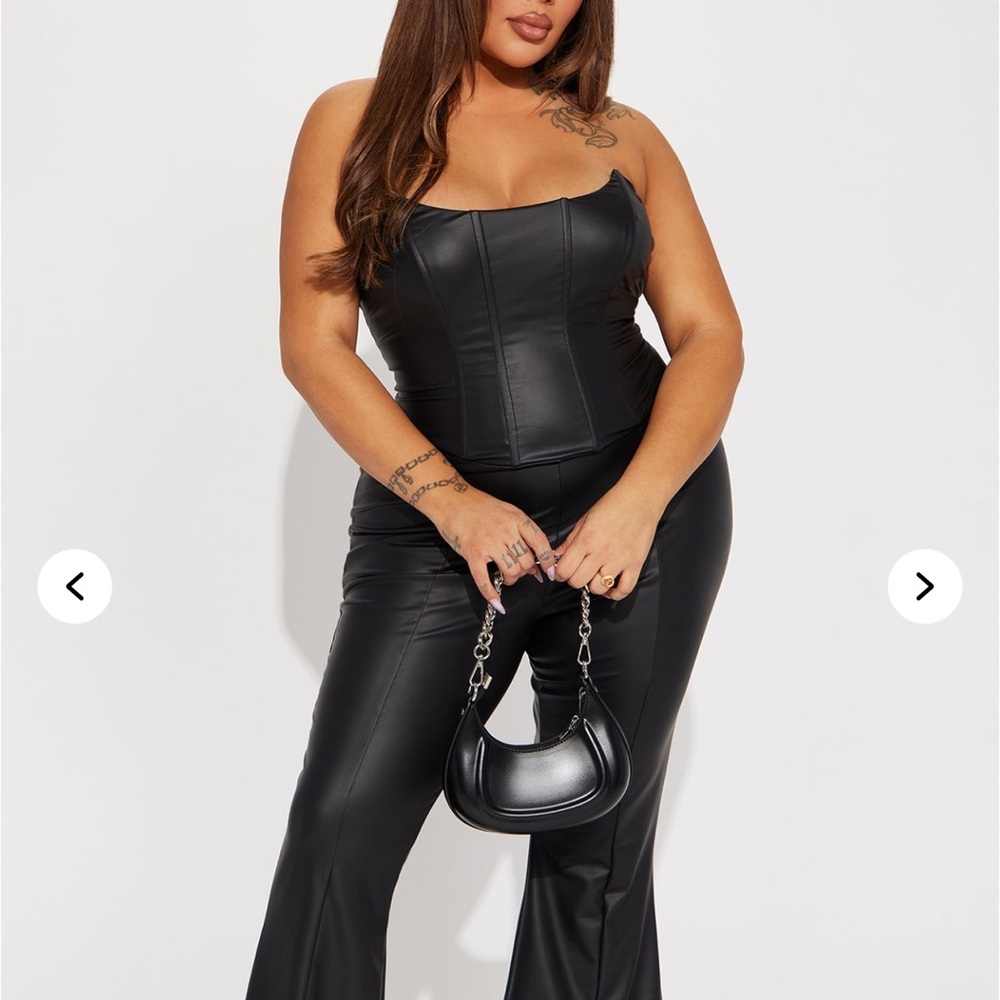 Black Faux Leather Jumpsuit
